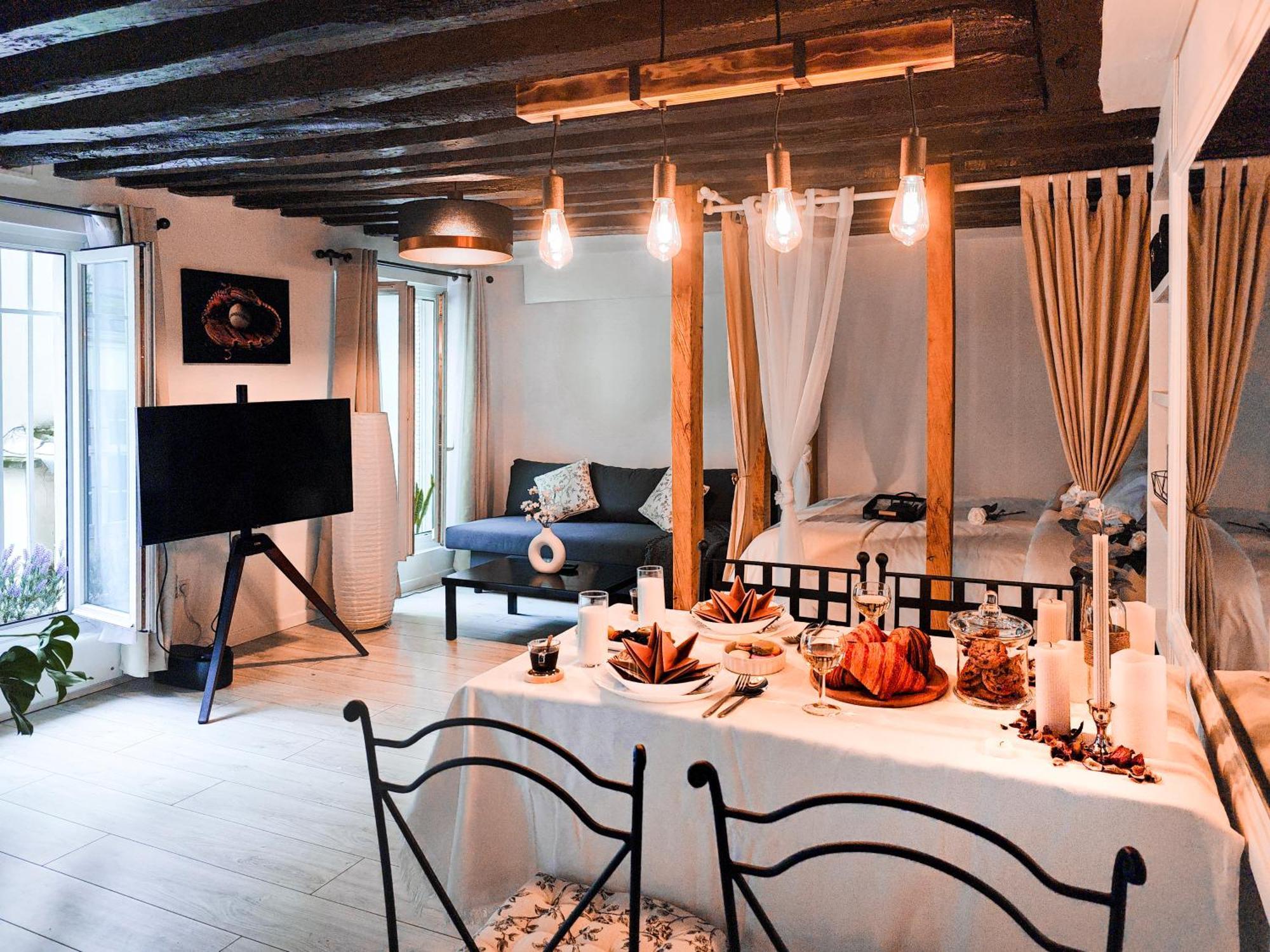Rustic Charm&dreamhome 40m2 In The Heart Of Paris, Near Pompidou And Notre-dame, Subway 4,8,9 Honeymoon Favourite Appartement Parijs